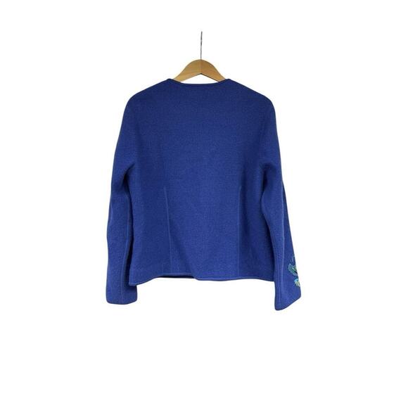 Icelandic Design 100% Wool Button Up Cardigan Sweater Embroidered Womens Medium - Picture 5 of 8